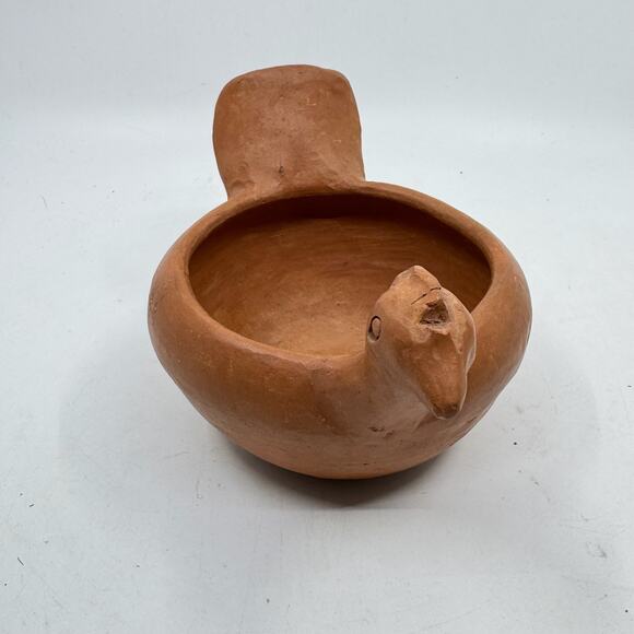 Vintage Terracotta Mexican Folk Art Hen Effigy Bowl - Picture 2 of 7